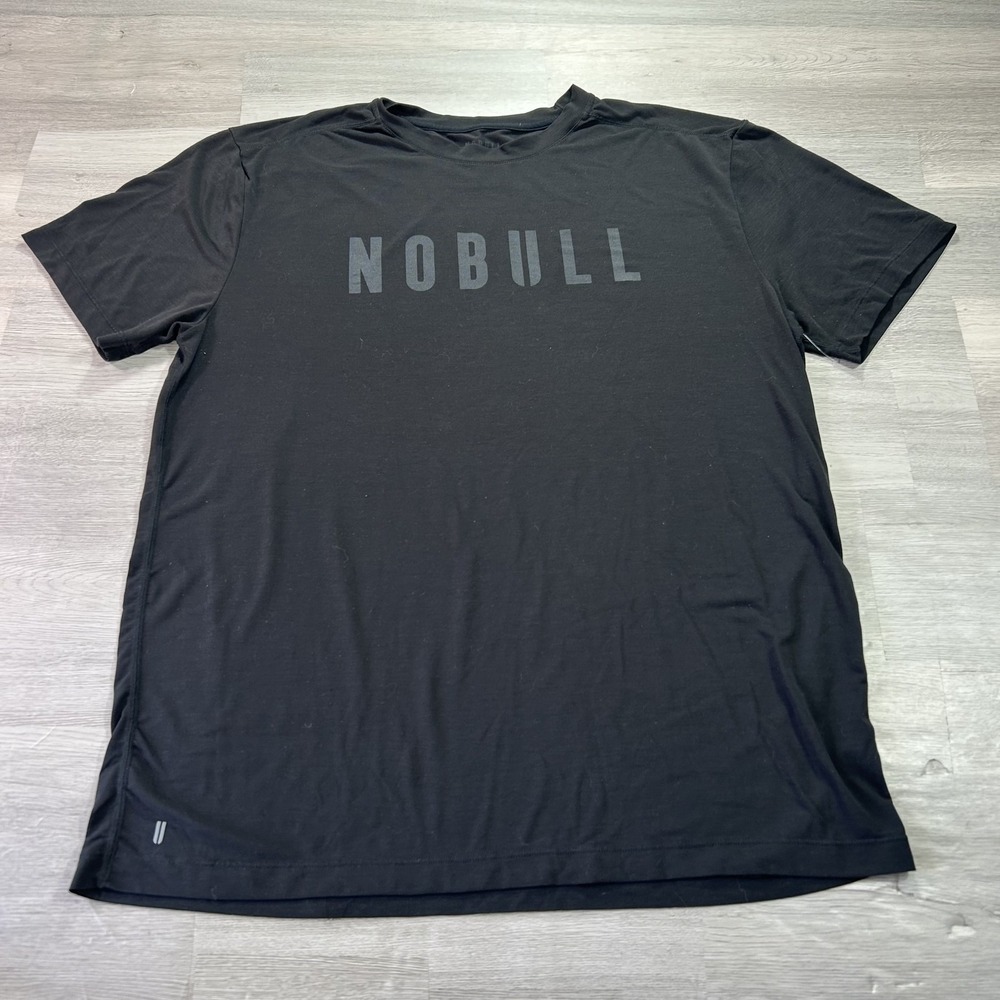NOBULL Shirt Mens 2XL Black Logo Short Sleeve Training Tee Top Gym Performance